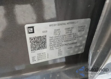 2019 GMC Sierra 1500 Slt из США, поврежденный, VIN 1GTU9DED7KZ154553